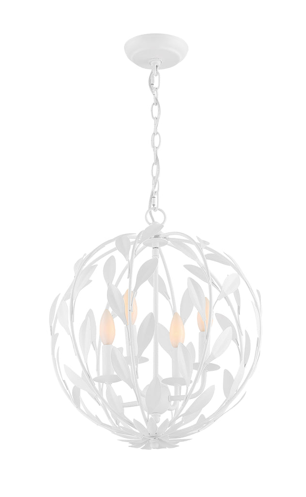 Broche 4 Light Matte White Mini Chandelier Crystorama