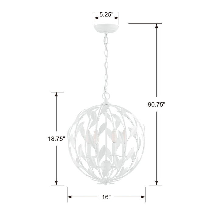 Broche 4 Light Matte White Mini Chandelier Crystorama