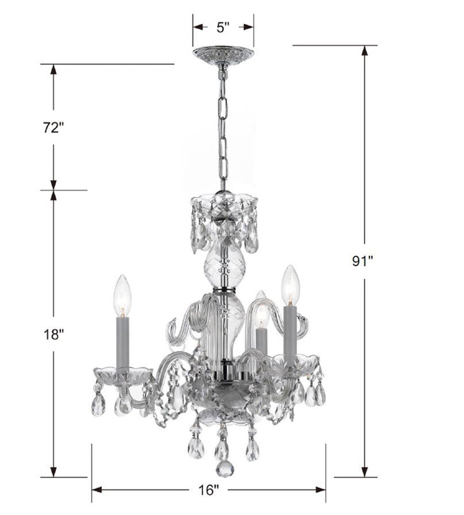 Traditional Crystal 3 Light Clear Crystal Polished Chrome Mini Chandelier Crystorama