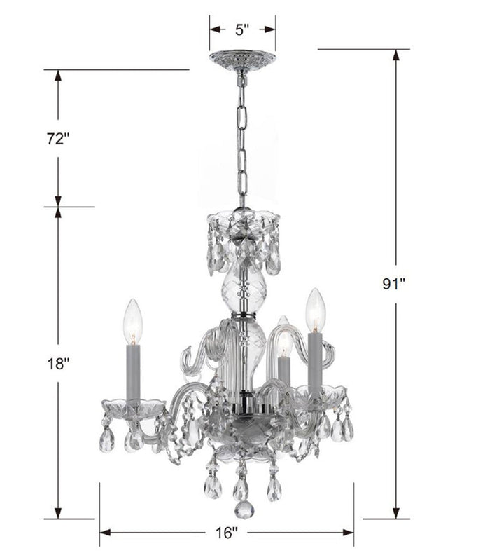 Traditional Crystal 3 Light Swarovski Strass Crystal Polished Chrome Mini Chandelier Crystorama