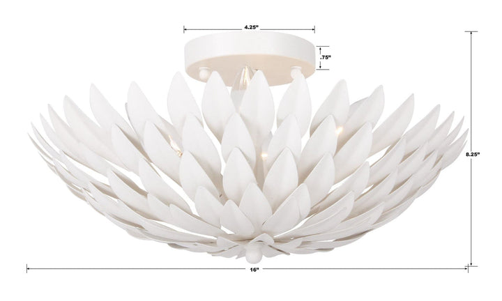 Crystorama Crystorama Broche 4 Light Matte White Semi Flush Mount