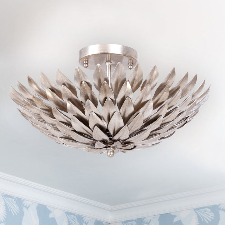 Crystorama Crystorama Broche 4 Light Antique Silver Semi Flush Mount