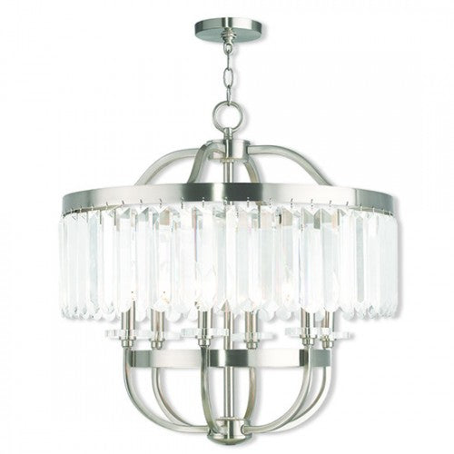 6 Light Brushed Nickel Chandelier Livex