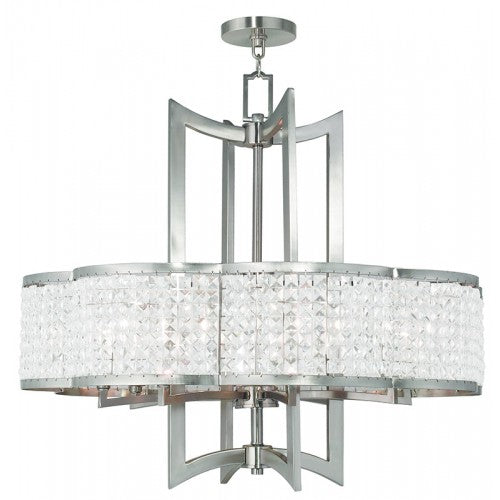 8 Light Brushed Nickel Chandelier Livex