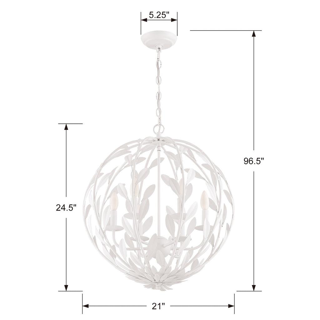 Broche 6 Light Matte White Chandelier Crystorama