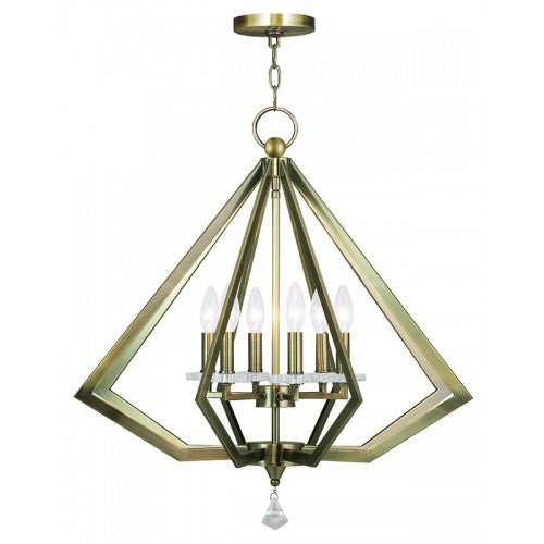 6 Light Antique Brass Chandelier Livex