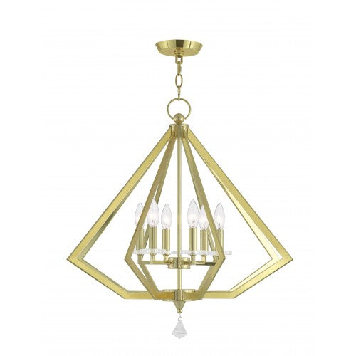 6 Light Polished Brass Chandelier Livex