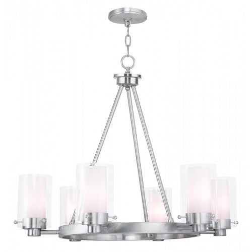 6 Light Brushed Nickel Chandelier Livex