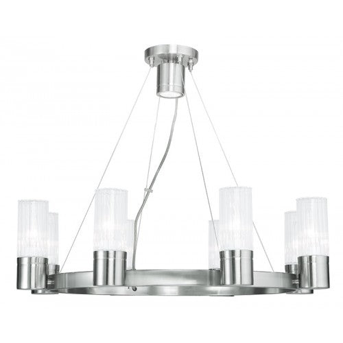 8 Light Brushed Nickel Chandelier Livex