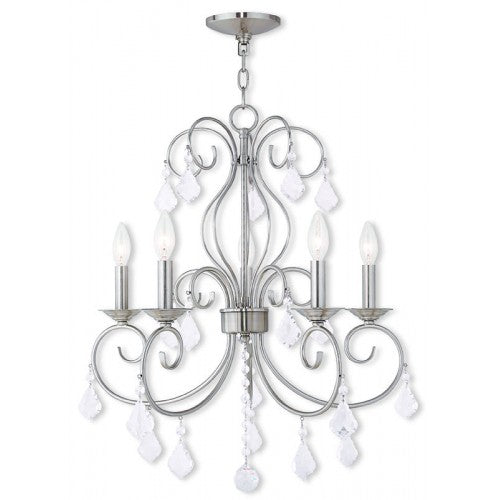 5 Light Brushed Nickel Chandelier Livex