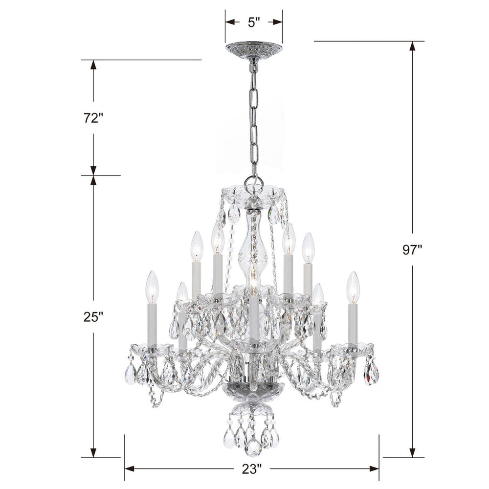 Traditional Crystal 10 Light Clear Crystal Polished Chrome Chandelier Crystorama