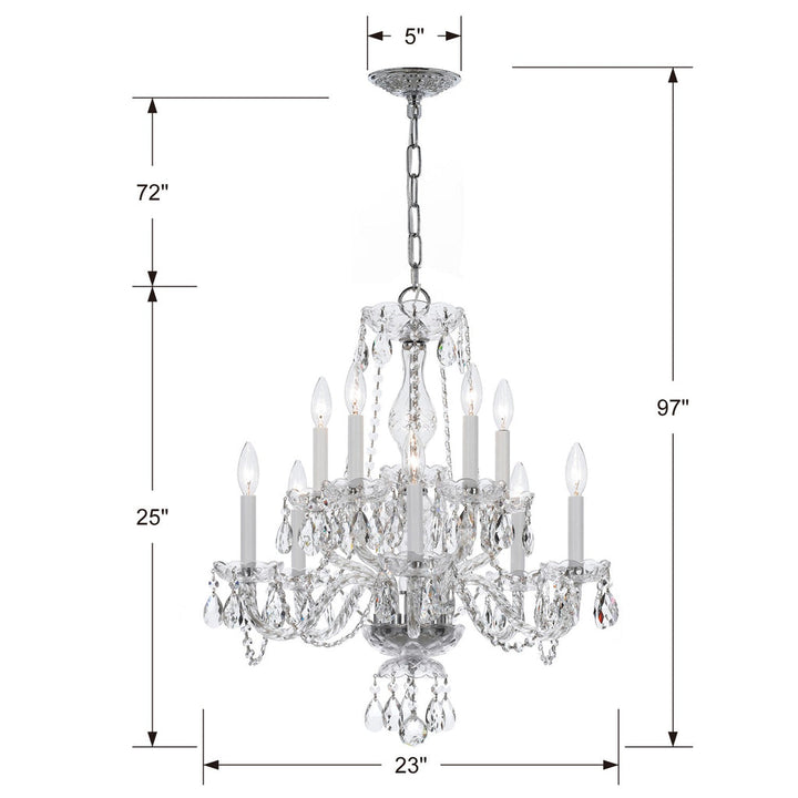 Traditional Crystal 10 Light Clear Crystal Polished Chrome Chandelier Crystorama