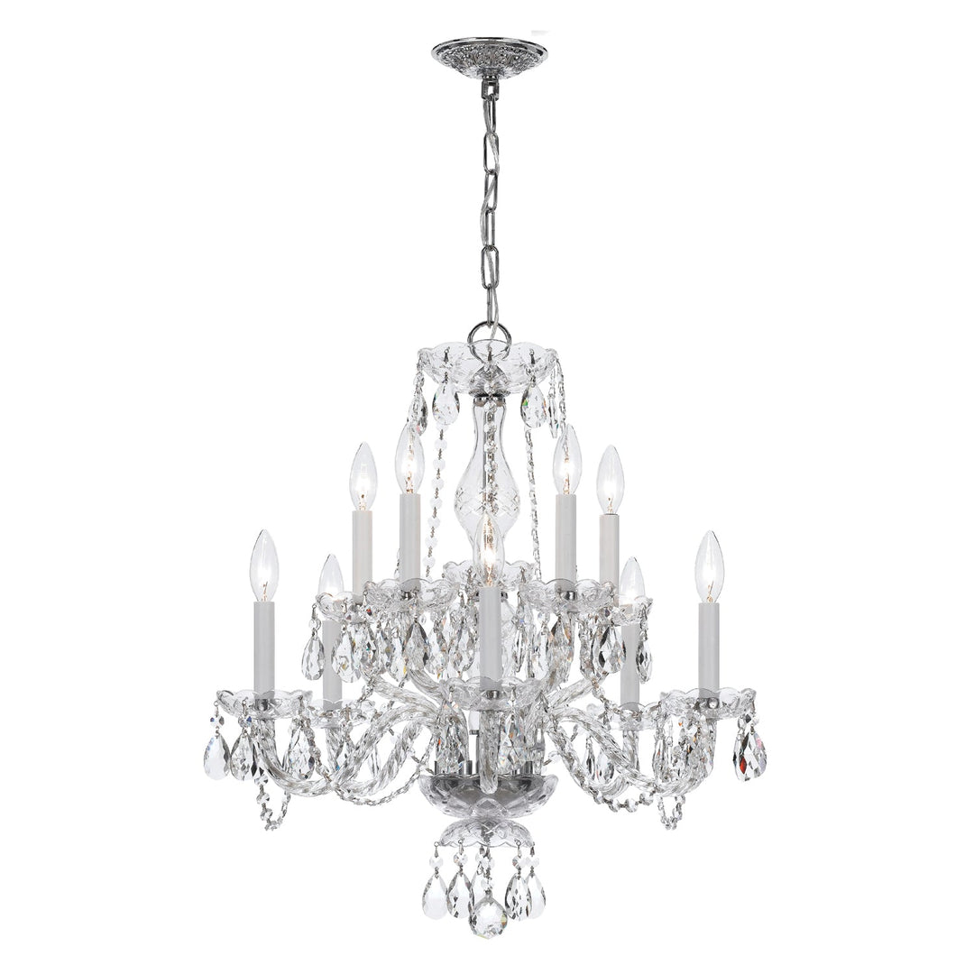 Traditional Crystal 10 Light Swarovski Strass Crystal Polished Chrome Chandelier Crystorama