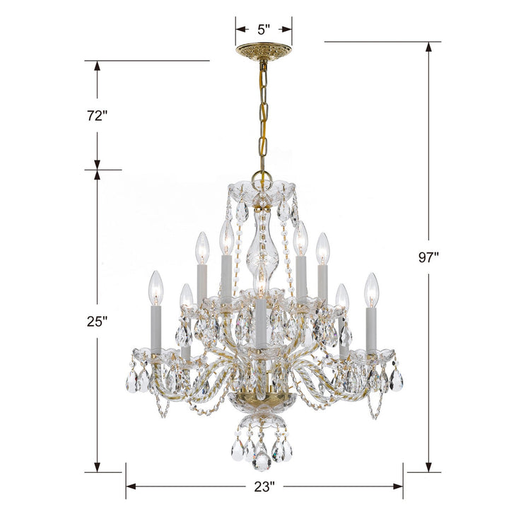 Traditional Crystal 10 Light Spectra Crystal Polished Brass Chandelier Crystorama