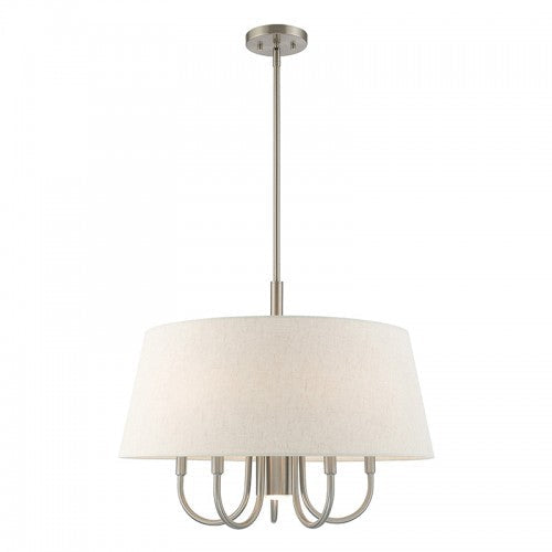 6 Light Brushed Nickel Pendant Chandelier Livex