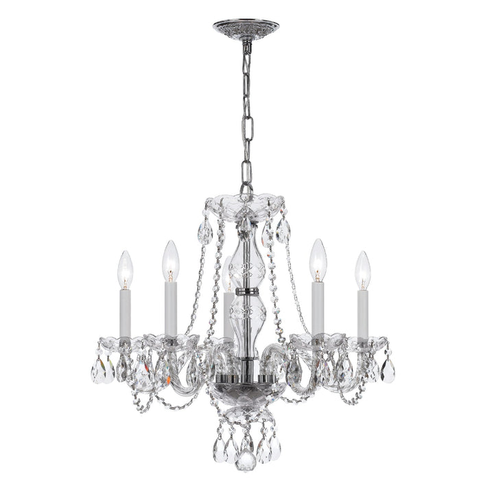 Traditional Crystal 5 Light Crystal Polished Chrome Chandelier Crystorama