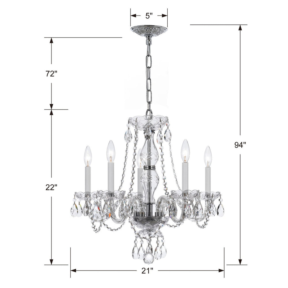 Traditional Crystal 5 Light Crystal Polished Chrome Chandelier Crystorama