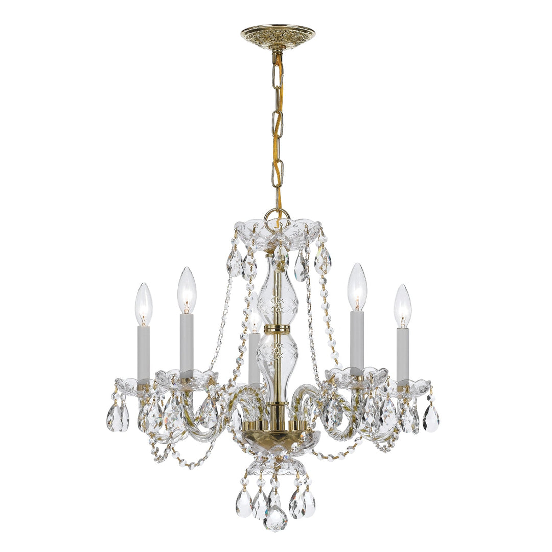 Traditional Crystal 5 Light Clear Crystal Polished Brass Chandelier Crystorama