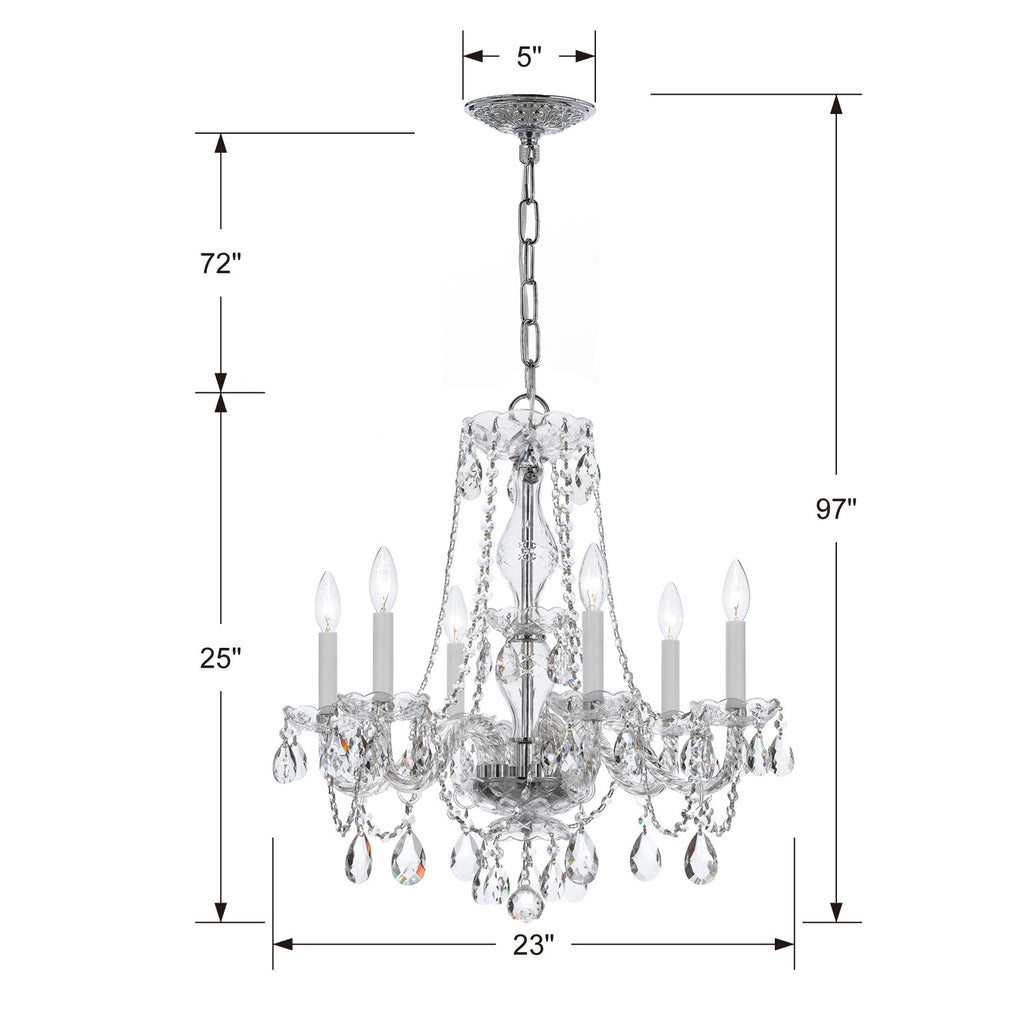 Traditional Crystal 6 Light Crystal Polished Chrome Chandelier Crystorama