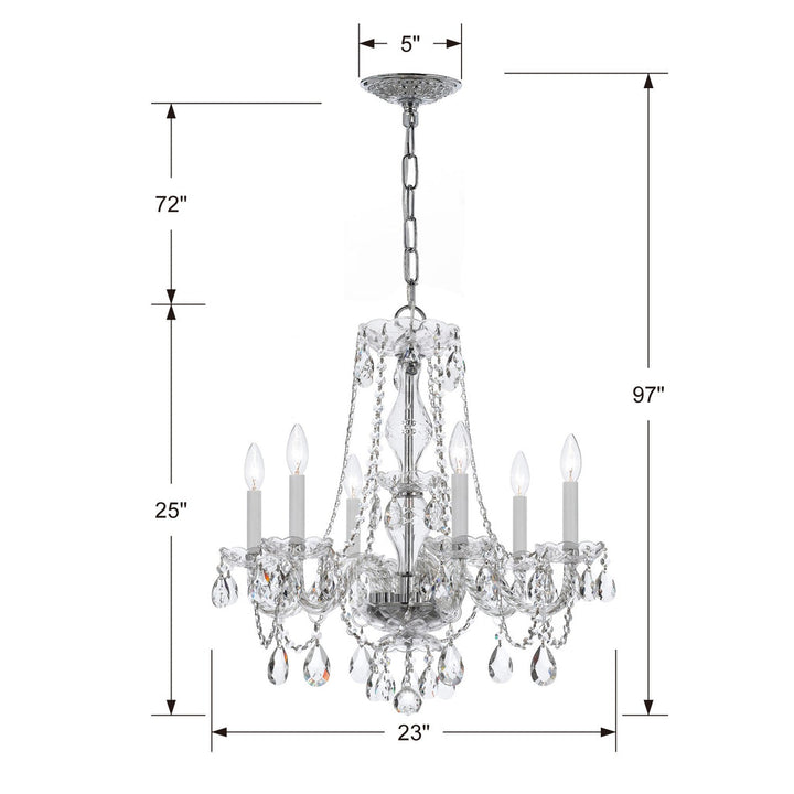 Traditional Crystal 6 Light Spectra Crystal Polished Chrome Chandelier Crystorama