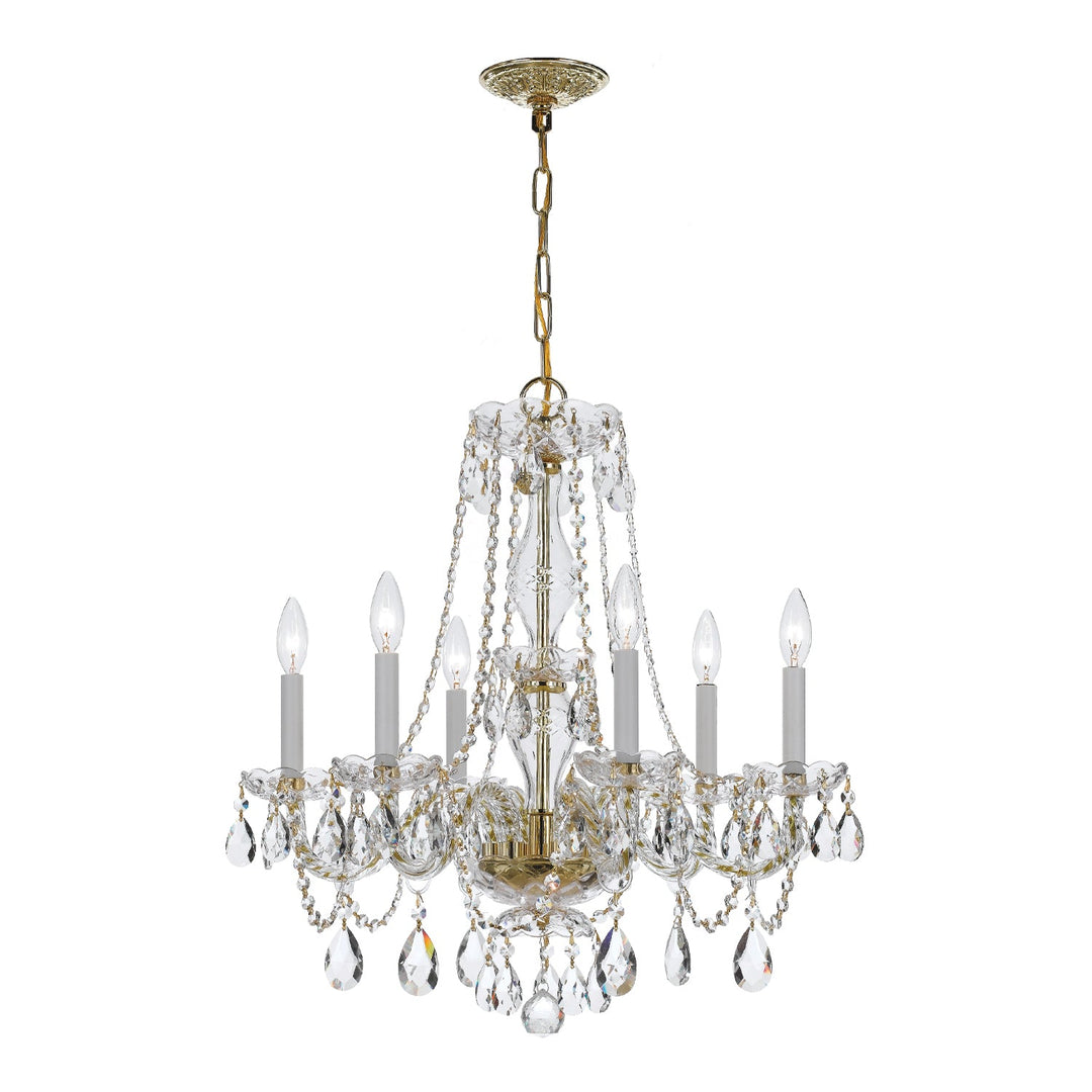 Traditional Crystal 6 Light Crystal Polished Brass Chandelier Crystorama