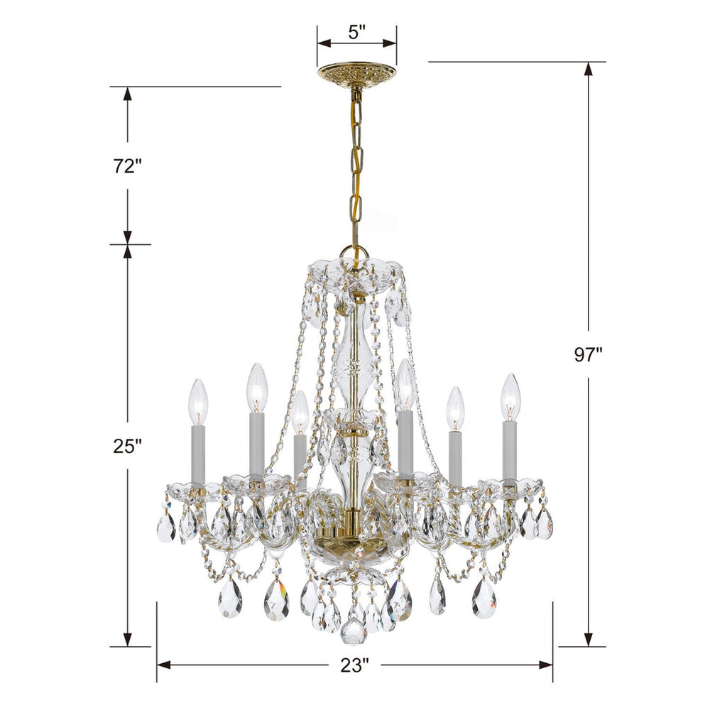 Traditional Crystal 6 Light Crystal Polished Brass Chandelier Crystorama