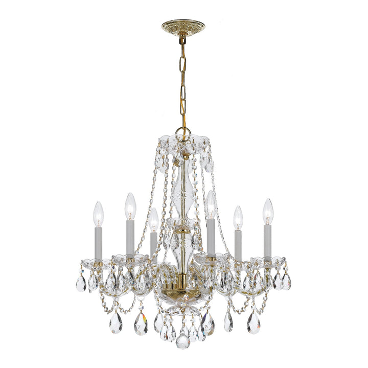 Traditional Crystal 6 Light Swarovski Strass Crystal Polished Brass Chandelier Crystorama