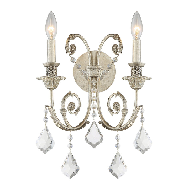 Crystorama Crystorama Regis 2 Light Hand Cut Crystal Olde Silver Sconce