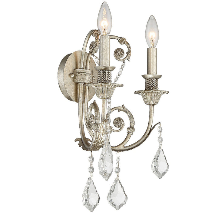 Crystorama Crystorama Regis 2 Light Hand Cut Crystal Olde Silver Sconce