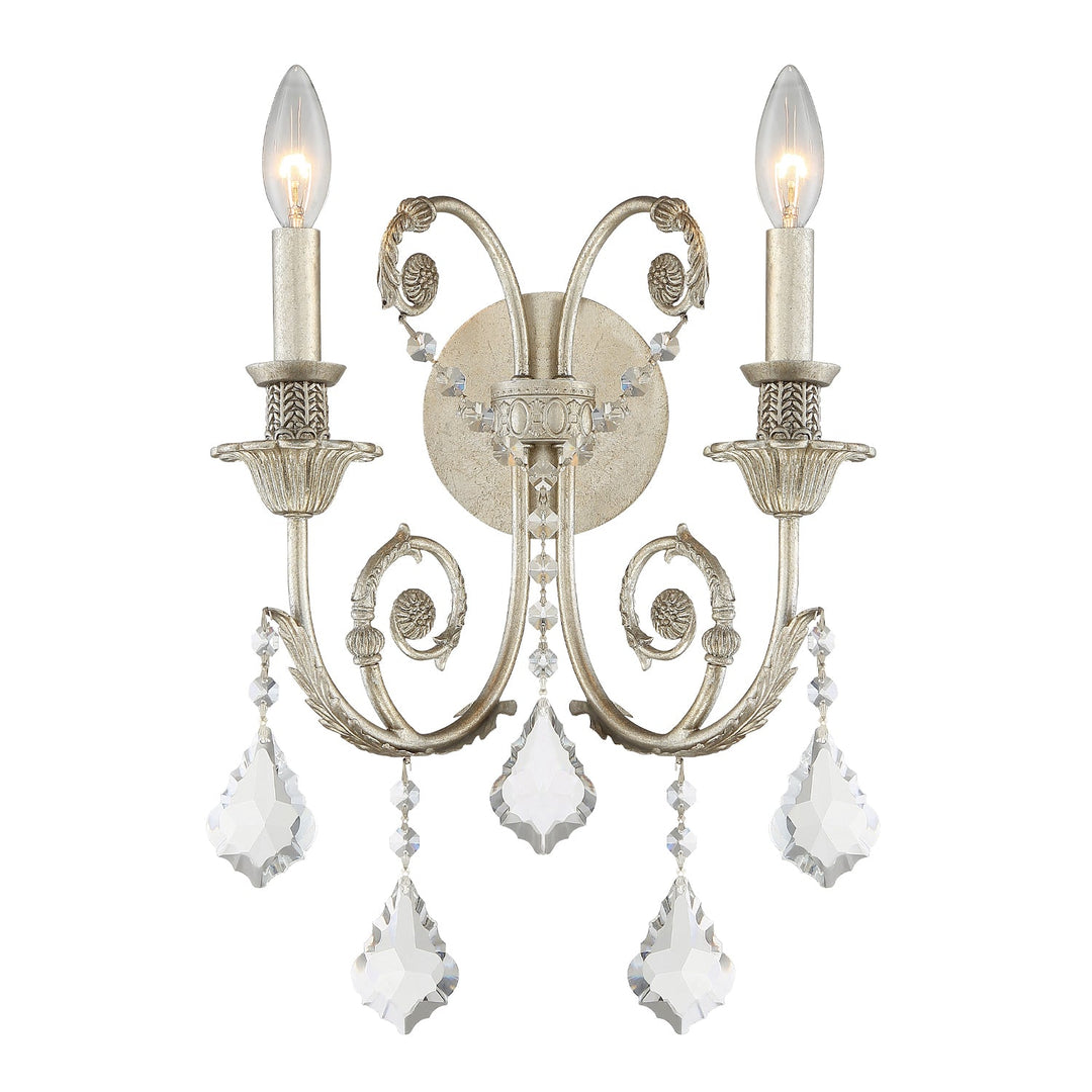 Regis 2 Light Swarovski Strass Crystal Olde Silver Sconce Crystorama