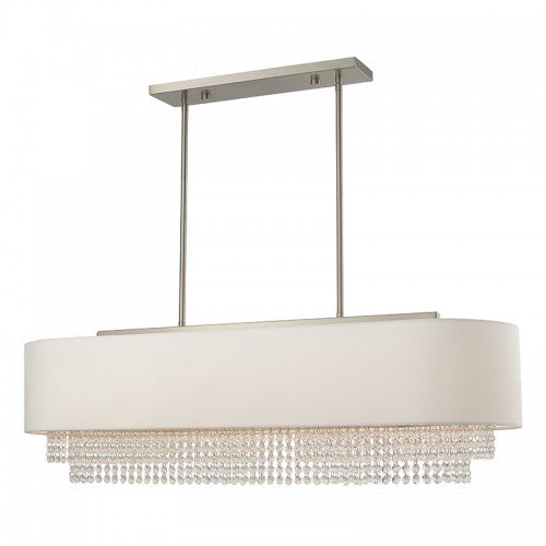 5 Light Brushed Nickel Linear Chandelier Livex