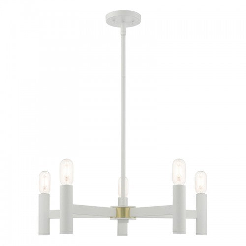 5 Light White Chandelier Livex