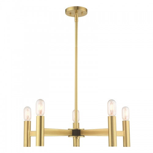 5 Light Satin Brass Chandelier Livex