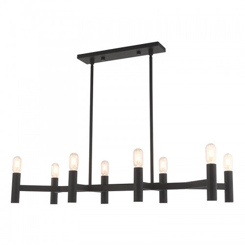 8 Light Black Linear Chandelier Livex