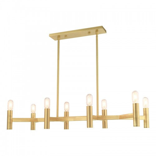 8 Light Satin Brass Linear Chandelier Livex