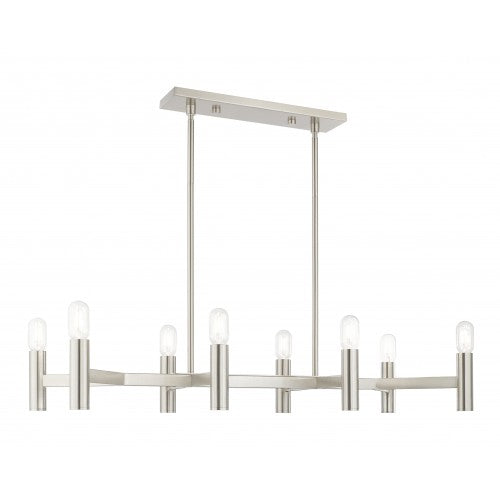 8 Light Brushed Nickel Linear Chandelier Livex