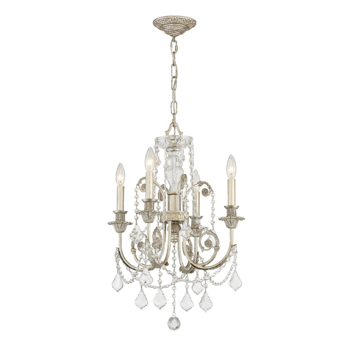 Regis 4 Light Hand Cut Crystal Olde Silver Chandelier Crystorama