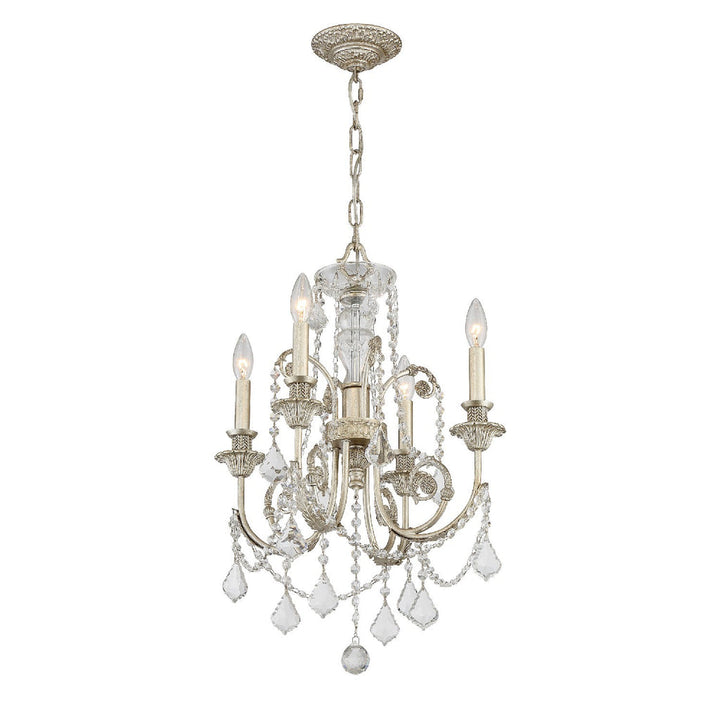 Regis 4 Light Hand Cut Crystal Olde Silver Chandelier Crystorama