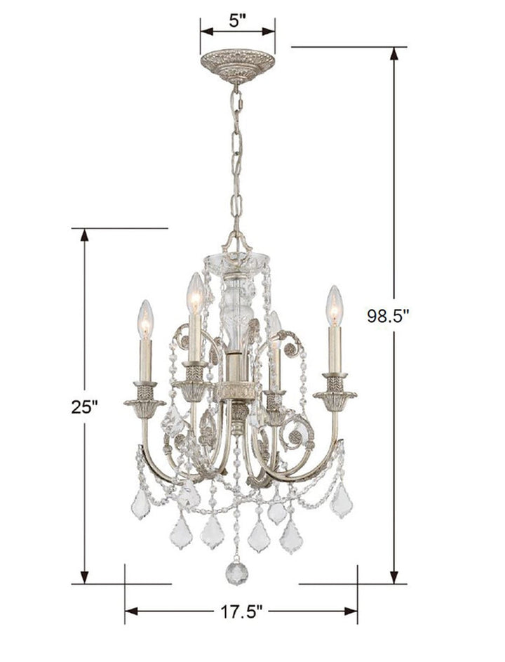 Regis 4 Light Hand Cut Crystal Olde Silver Chandelier Crystorama