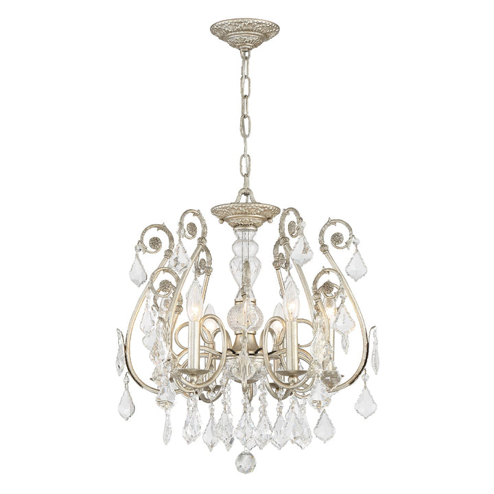 Regis 6 Light Hand Cut Crystal Olde Silver Chandelier Crystorama