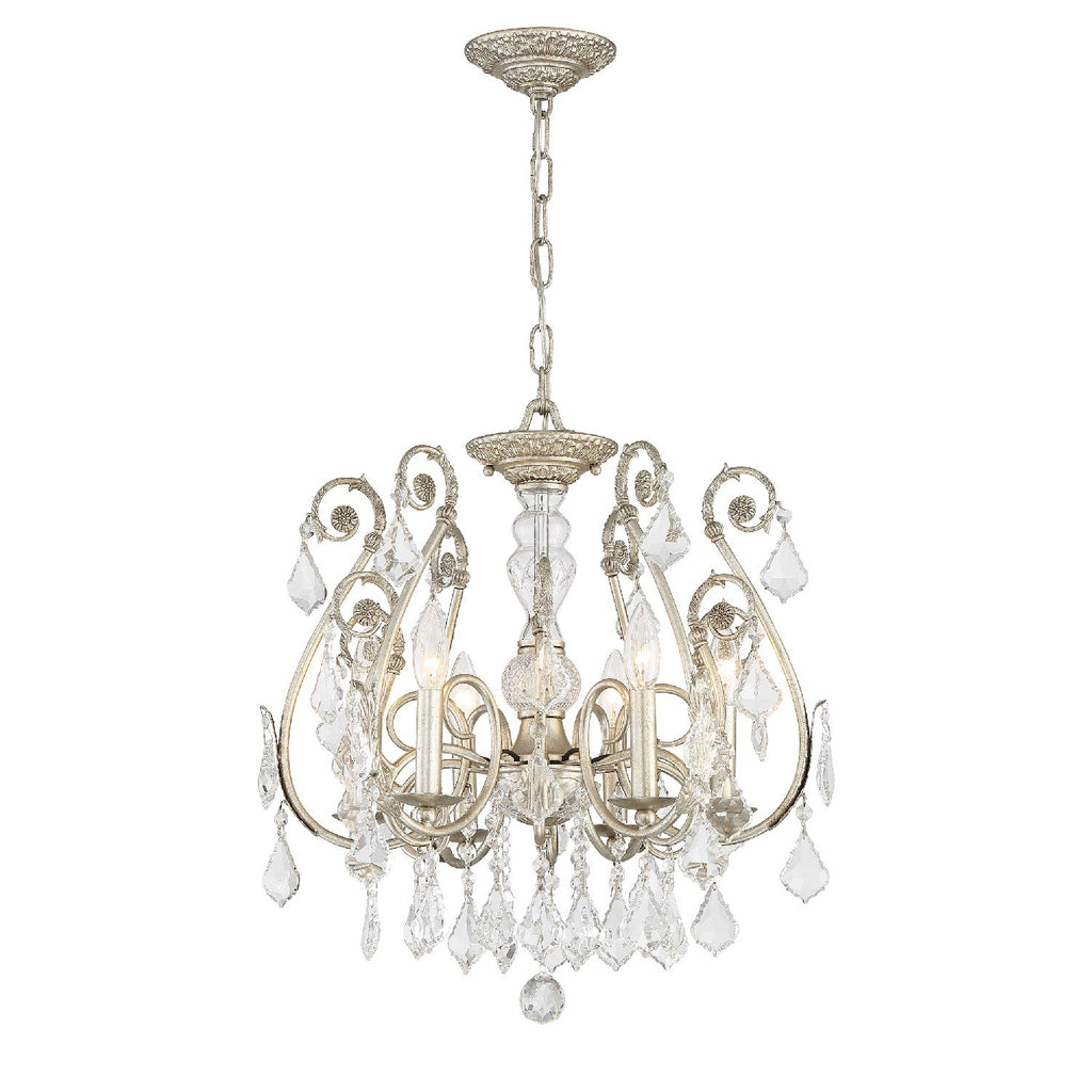 Regis 6 Light Hand Cut Crystal Olde Silver Chandelier Crystorama