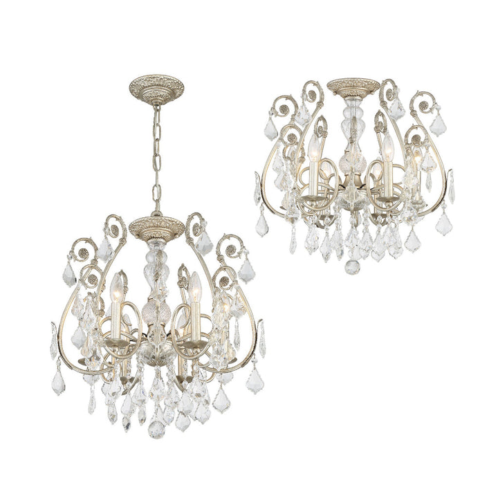 Regis 6 Light Hand Cut Crystal Olde Silver Chandelier Crystorama