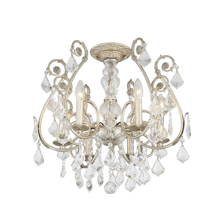 Crystorama Crystorama Regis 6 Light Hand Cut Crystal Olde Silver Semi Flush Mount