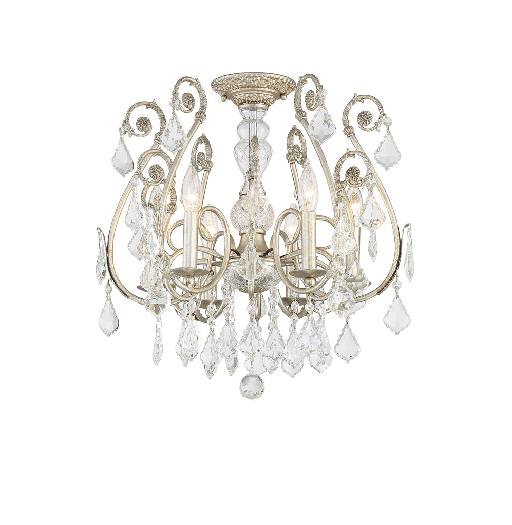 Crystorama Crystorama Regis 6 Light Hand Cut Crystal Olde Silver Semi Flush Mount