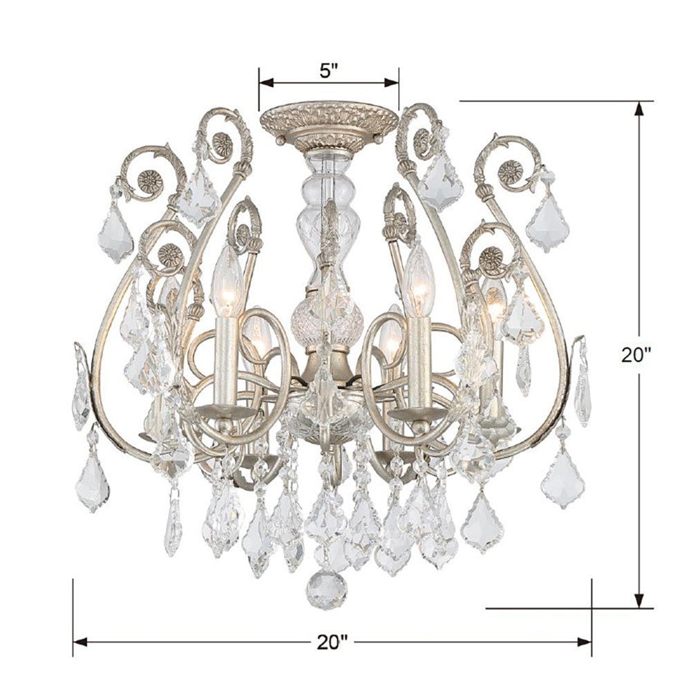 Crystorama Crystorama Regis 6 Light Hand Cut Crystal Olde Silver Semi Flush Mount