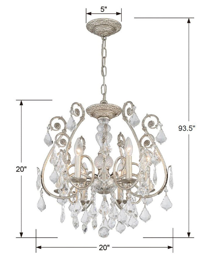 Regis 6 Light Hand Cut Crystal Olde Silver Chandelier Crystorama