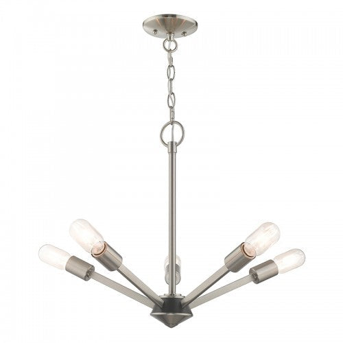 5 Light Brushed Nickel Chandelier Livex