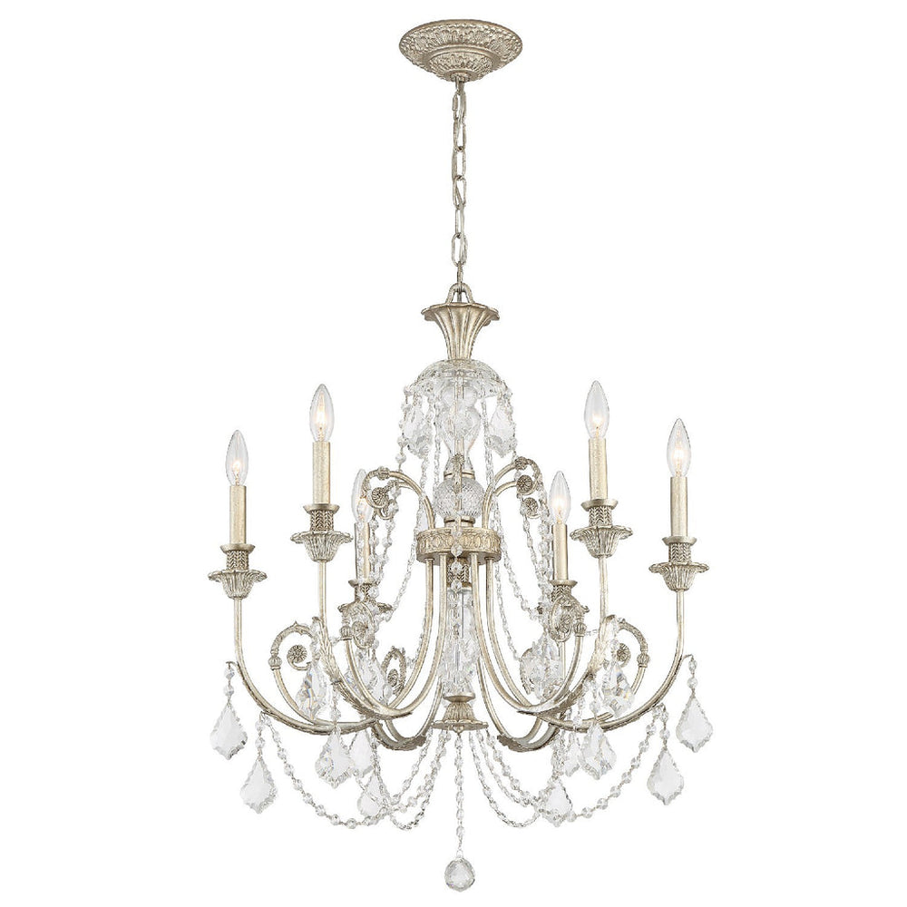 Regis 6 Light Spectra Crystal Olde Silver Chandelier Crystorama