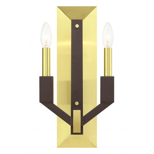 2 Light Satin Brass ADA Double Sconce Livex