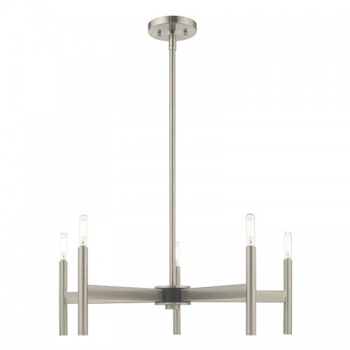 5 Light Brushed Nickel Chandelier Livex